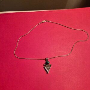 Vintage 925 Triangle Malachite Poison Pill Neckless